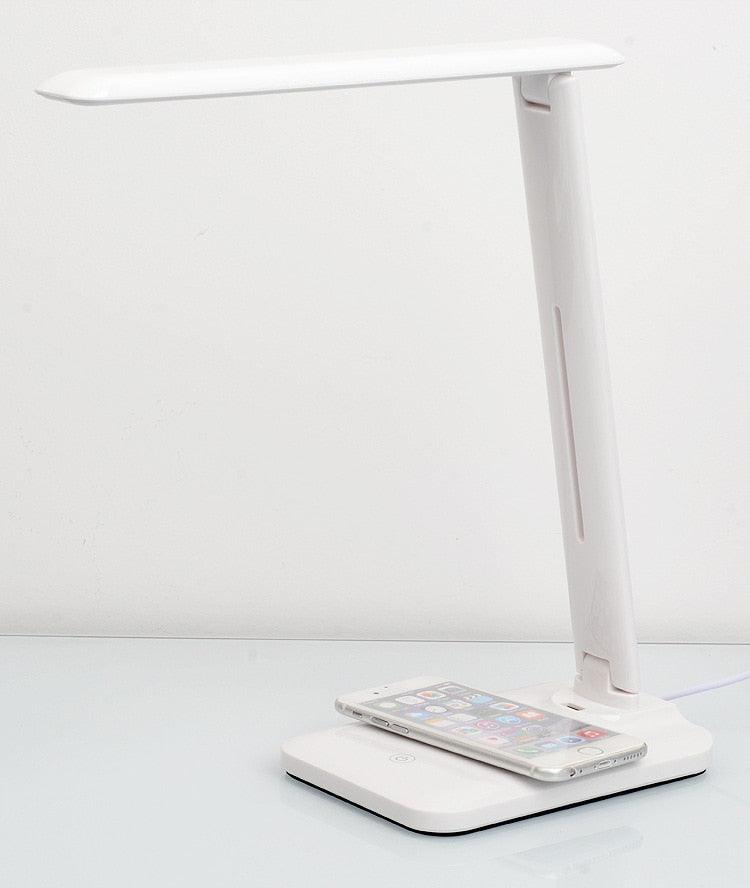 10W LED Desk Lamp with wireless charger, white folding design by Stevvex on Tampa Home & Garden Store