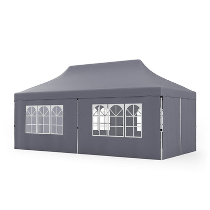 Carpa desplegable de 10 x 20 pies con 6 paredes laterales y ventanas y bolsa de transporte para fiestas, bodas y pícnics - Azul