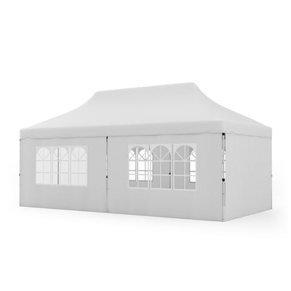 Carpa desplegable de 10 x 20 pies con 6 paredes laterales y ventanas y bolsa de transporte para fiestas, bodas y pícnics - Azul