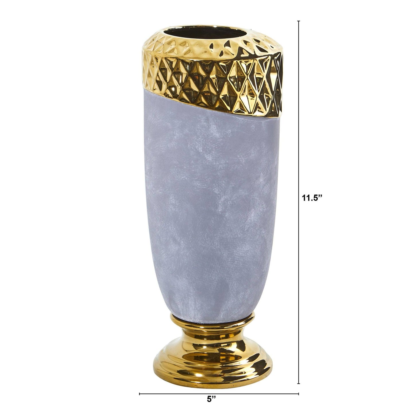 11.5” Regal Stone Vase with Gold Accents - Tampa Home & Garden Store