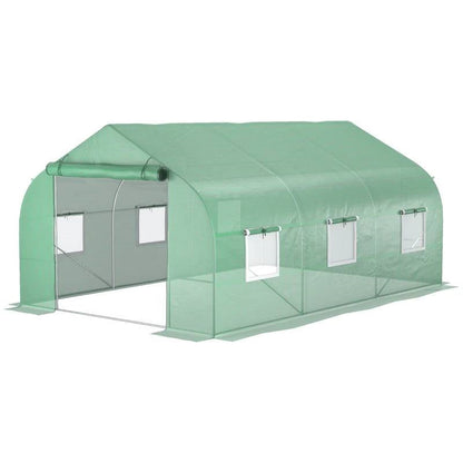11.5 ft x 9.8 ft. Greenhouse with Green PE Cover and Heavy Duty Steel Frame - Tampa Home & Garden Store