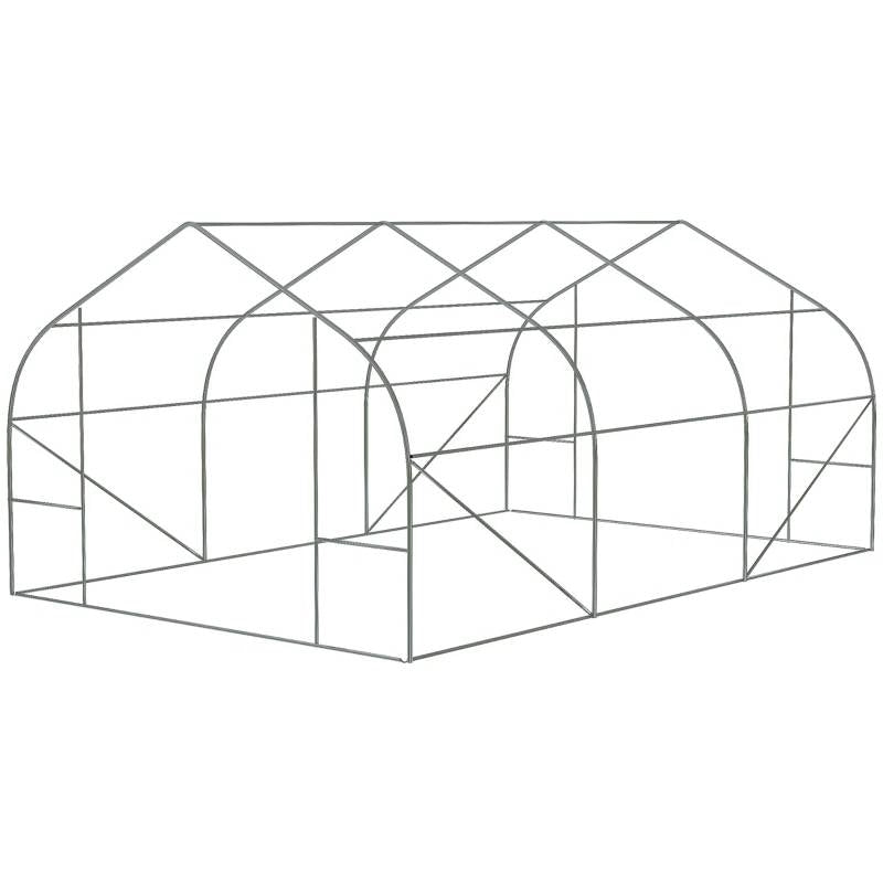 11.5 ft x 9.8 ft. Greenhouse with Green PE Cover and Heavy Duty Steel Frame - Tampa Home & Garden Store