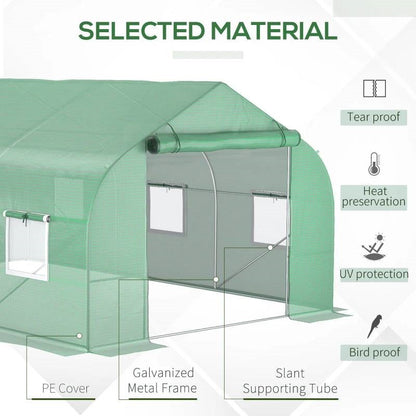 11.5 ft x 9.8 ft. Greenhouse with Green PE Cover and Heavy Duty Steel Frame - Tampa Home & Garden Store