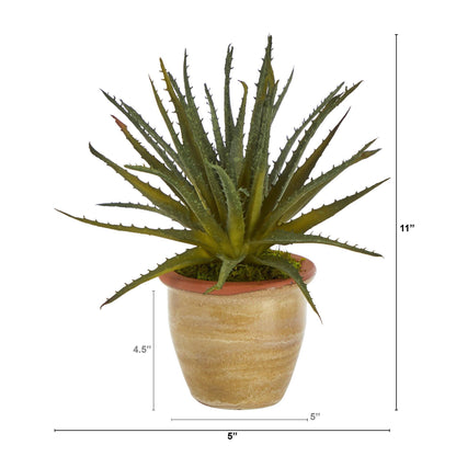 11” Aloe Artificial Plant in Ceramic Planter - Tampa Home & Garden Store