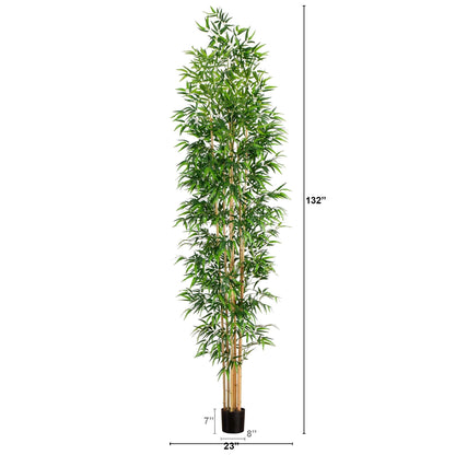 11’ Artificial Bamboo Tree with Real Bamboo Trunks - Tampa Home & Garden Store