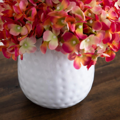 11” Artificial Hydrangea Arrangement in White Metal Vase - Tampa Home & Garden Store