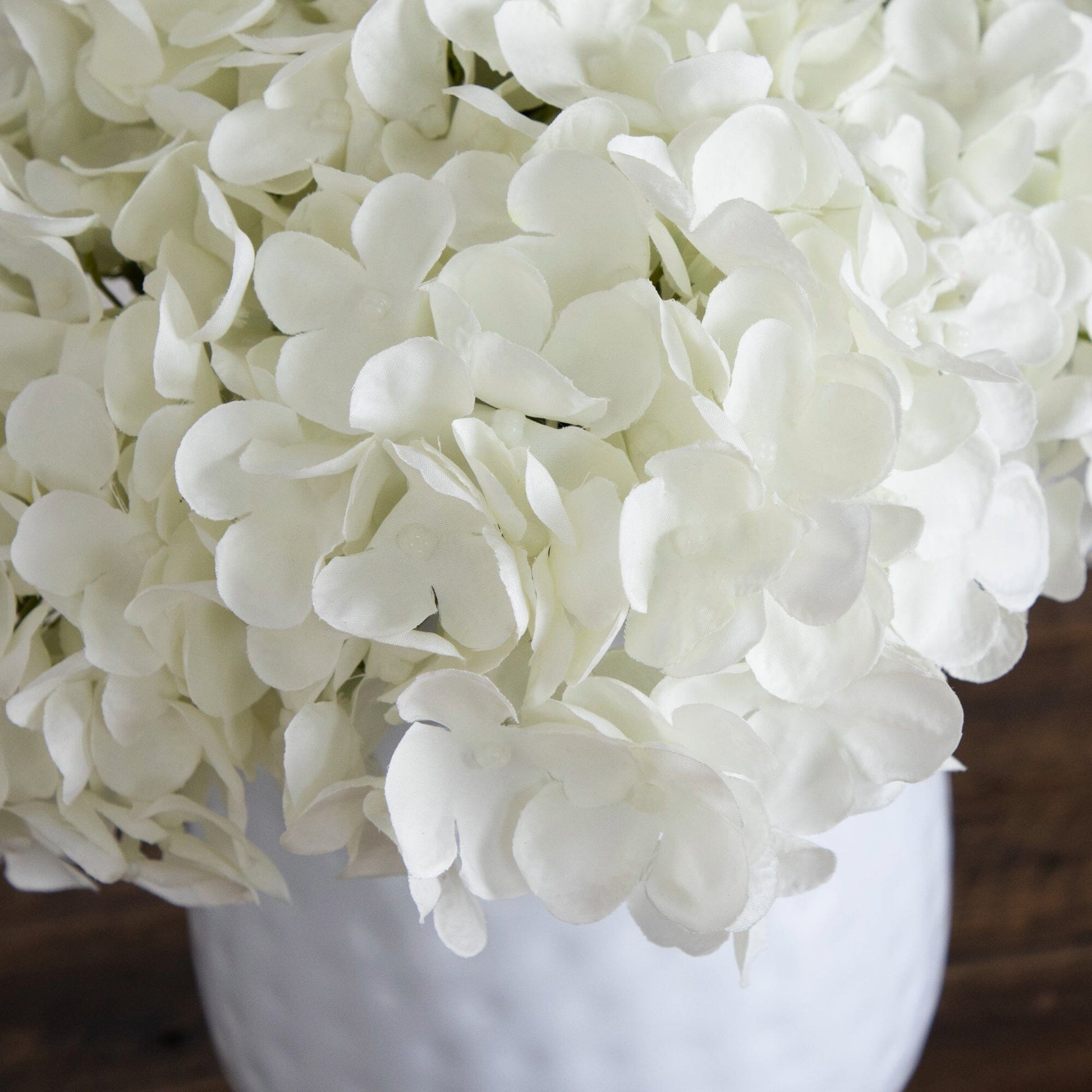 11” Artificial Hydrangea Arrangement in White Metal Vase - Tampa Home & Garden Store