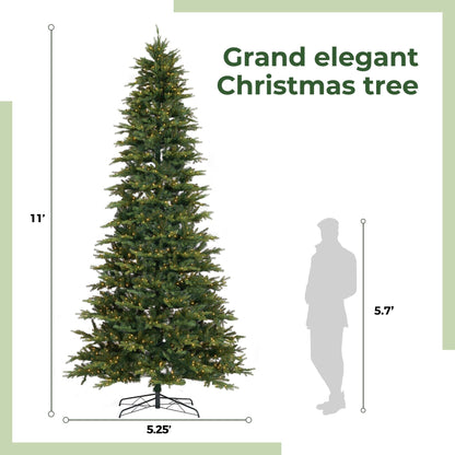 11’ Belgium Fir “Natural Look” Artificial Christmas Tree with 1250 Clear LED Lights and 4222 Bendable Branches - Tampa Home & Garden Store