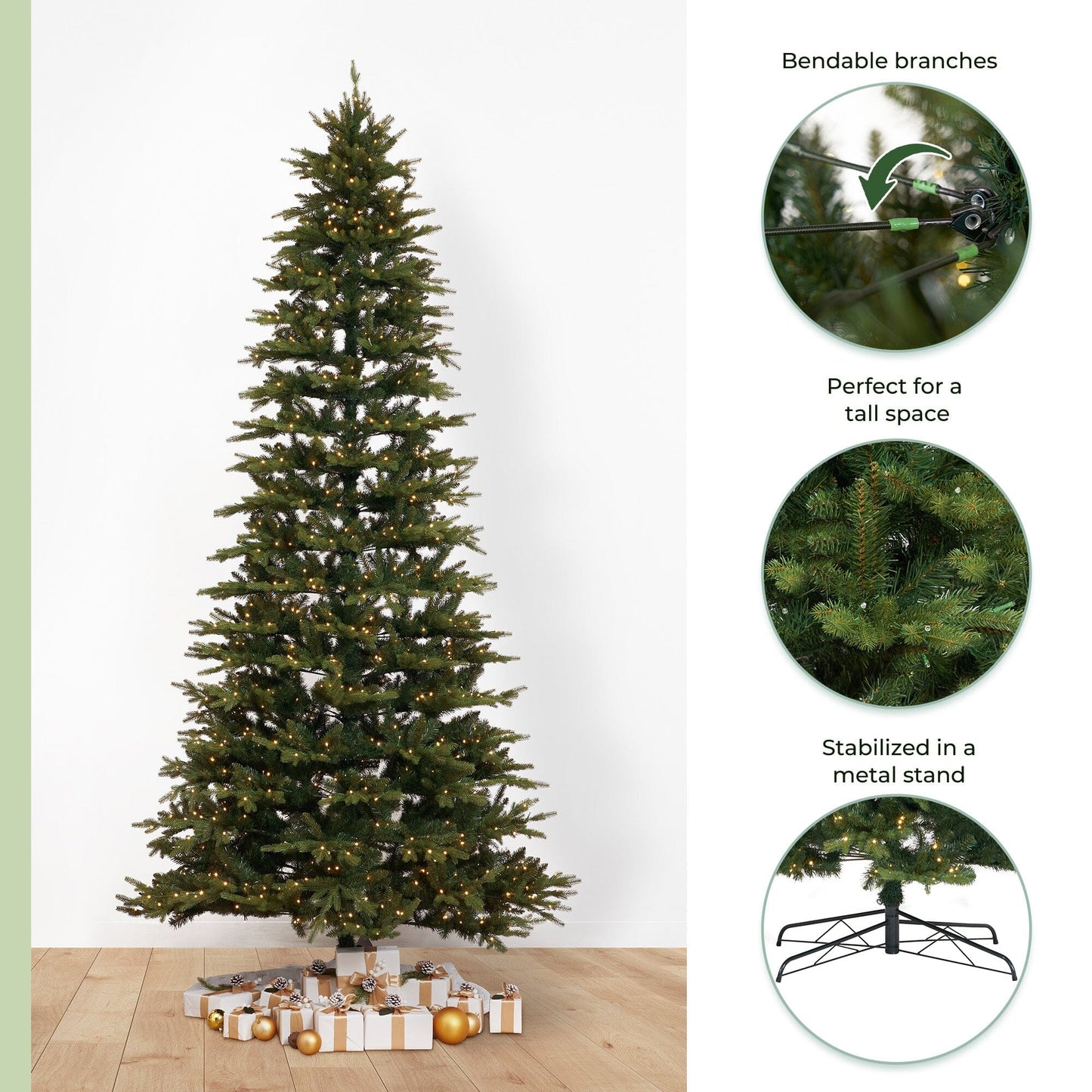 11’ Belgium Fir “Natural Look” Artificial Christmas Tree with 1250 Clear LED Lights and 4222 Bendable Branches - Tampa Home & Garden Store