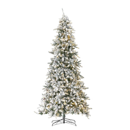 11’ Flocked Livingston Fir Artificial Christmas Tree with Pine Cones, 950 Clear Warm LED Lights and 3016 Bendable Branches - Tampa Home & Garden Store
