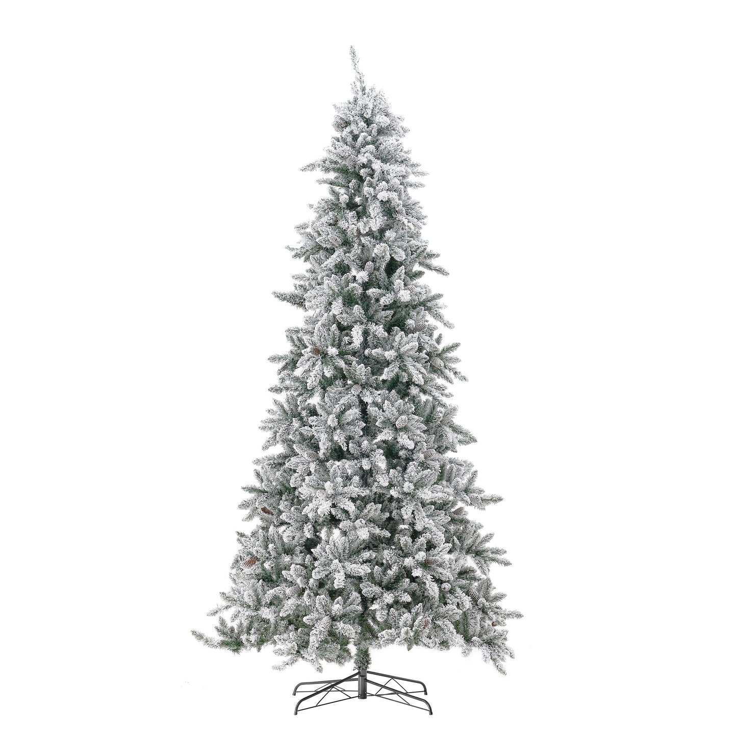 11’ Flocked Livingston Fir Artificial Christmas Tree with Pine Cones, 950 Clear Warm LED Lights and 3016 Bendable Branches - Tampa Home & Garden Store