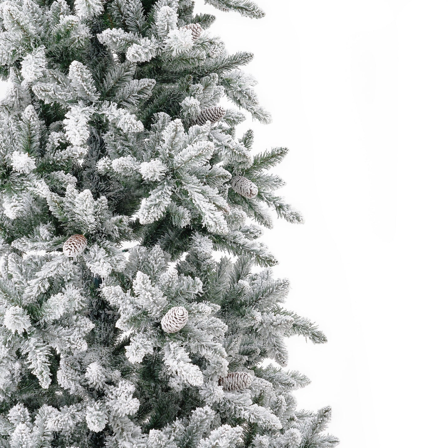 11’ Flocked Livingston Fir Artificial Christmas Tree with Pine Cones, 950 Clear Warm LED Lights and 3016 Bendable Branches - Tampa Home & Garden Store
