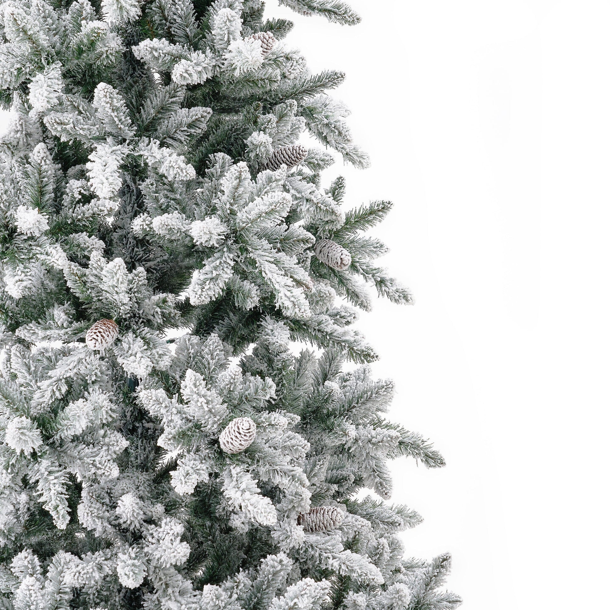 11’ Flocked Livingston Fir Artificial Christmas Tree with Pine Cones, 950 Clear Warm LED Lights and 3016 Bendable Branches - Tampa Home & Garden Store
