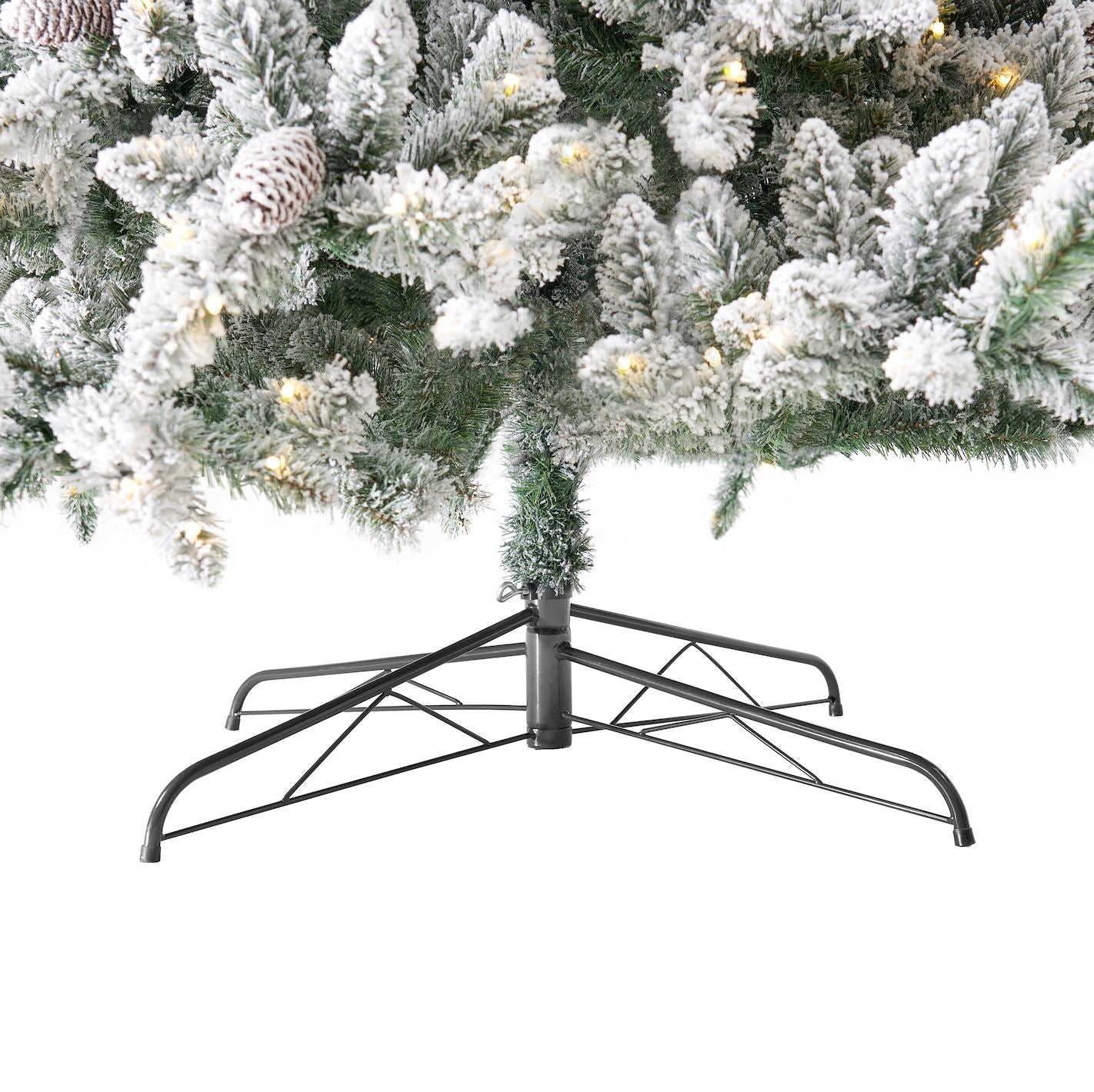 11’ Flocked Livingston Fir Artificial Christmas Tree with Pine Cones, 950 Clear Warm LED Lights and 3016 Bendable Branches - Tampa Home & Garden Store