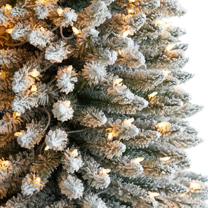 11’ Flocked Pencil Artificial Christmas Tree with 850 Clear Lights and 1435 Bendable Branches - Tampa Home & Garden Store