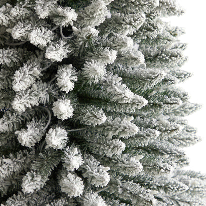 11’ Flocked Pencil Artificial Christmas Tree with 850 Clear Lights and 1435 Bendable Branches - Tampa Home & Garden Store