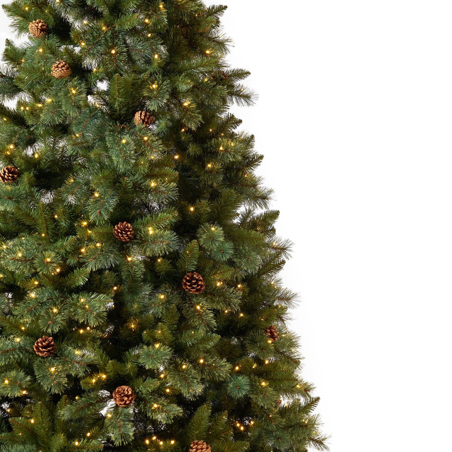 11’ White Mountain Pine Artificial Christmas Tree with 1050 Clear LED Lights, Pine Cones and 2395 Bendable Branches - Tampa Home & Garden Store