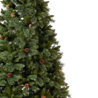 11’ White Mountain Pine Artificial Christmas Tree with 1050 Clear LED Lights, Pine Cones and 2395 Bendable Branches - Tampa Home & Garden Store