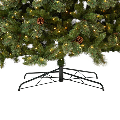 11’ White Mountain Pine Artificial Christmas Tree with 1050 Clear LED Lights, Pine Cones and 2395 Bendable Branches - Tampa Home & Garden Store