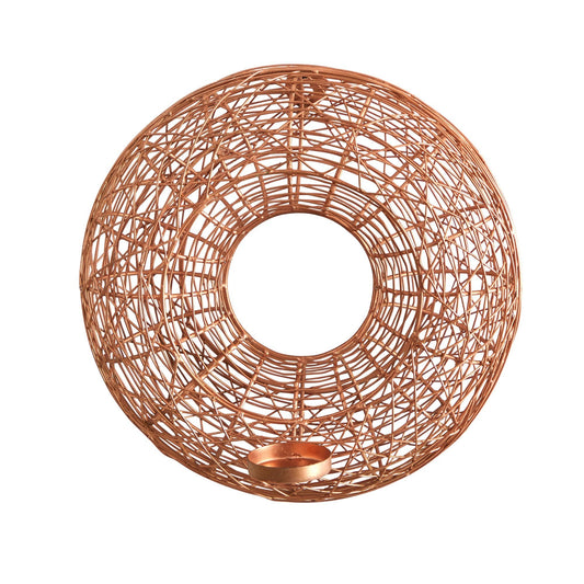 11” Wired Copper Circle Wall Sconce Candle Holder - Tampa Home & Garden Store