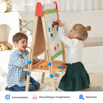 Tiny Land 3-in-1 Art Easel & Paper Roll Set wooden kids easel with roll and magnetic letters on Tampa Home & Garden Store