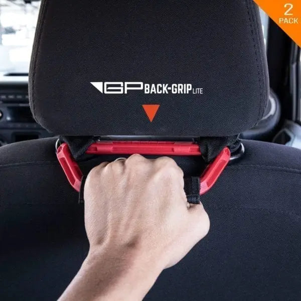 GP Back-Grip Lite car gear, red seatback grip with GPCA branding, 2-pack on Tampa Home & Garden Store