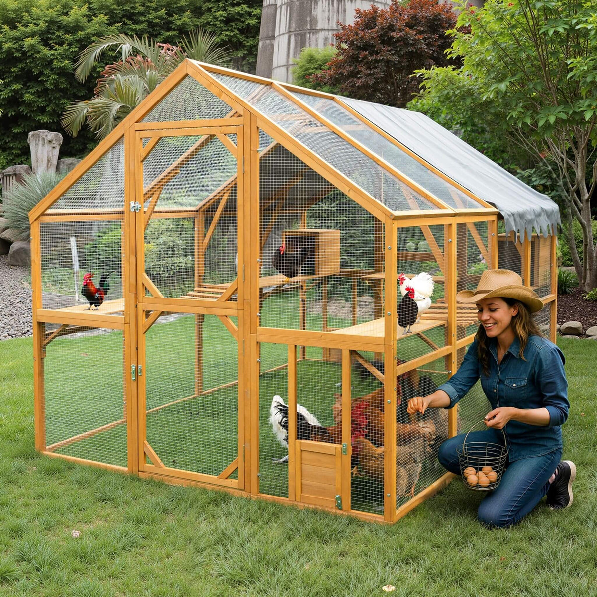 110-Inch Outdoor Kitten Playpen Chicken Coop Waterproof Cover, frame and mesh by SAKSBY on Tampa Home & Garden Store