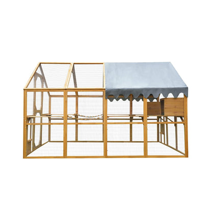 110-inch large outdoor kitten playpen chicken coop with wire-mesh and wood frame waterproof cover on Tampa Home & Garden Store