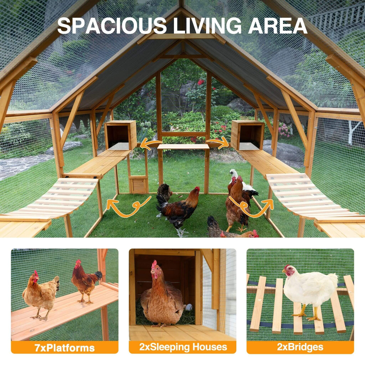 110-Inch Large Kitten Playpen Chicken Coop, wooden frame, wire mesh, waterproof cover on Tampa Home & Garden Store