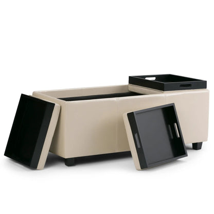 Avalon Upholstered Storage Ottoman With Trays