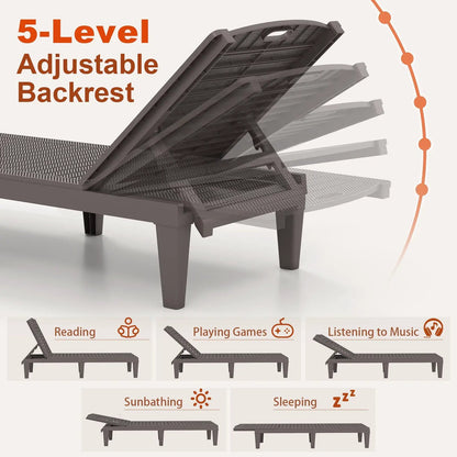 Outdoor PP Chaise Lounge Chairs Set of 2