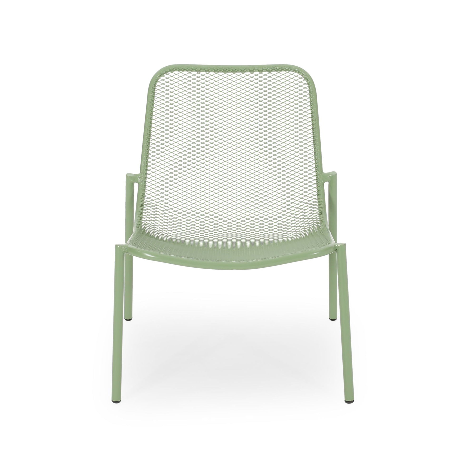 Outdoor Iron Chair With Mesh Design in sage green on Tampa Home & Garden Store