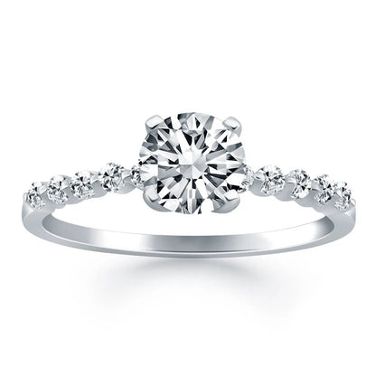 Engagement ring 14k white gold with a center diamond and shared-prong accents along the band on Tampa Home & Garden Store