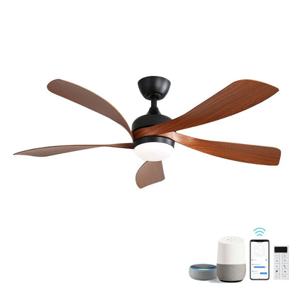 Ceiling fan wood blades with integrated light, black motor housing Unique Piece Furniture on Tampa Home & Garden Store