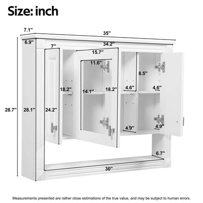 Wall Mounted Cabinet with Mirror and Open Shelf