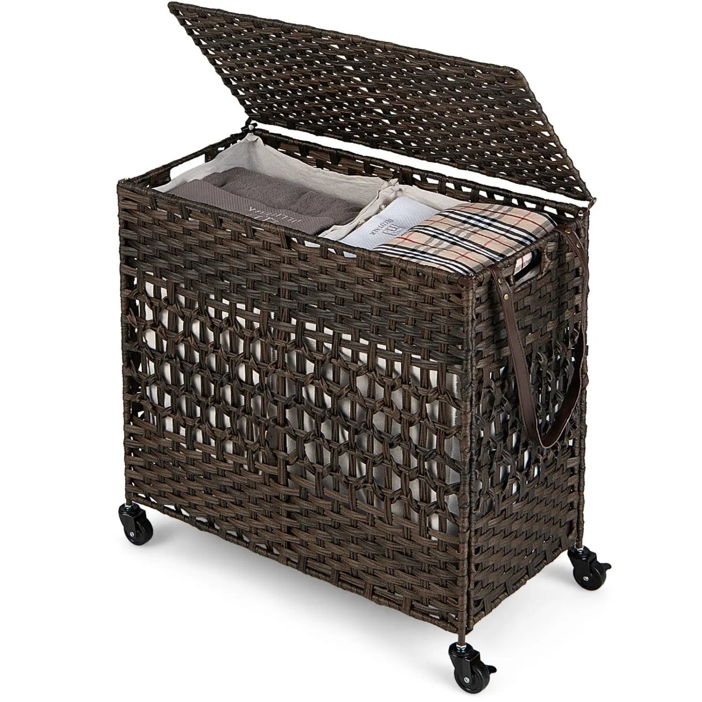 Two-Section Laundry Hamper with Removable Bags