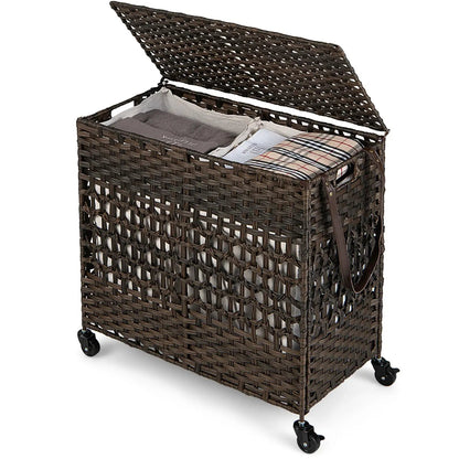 Two-Section Laundry Hamper with Removable Bags