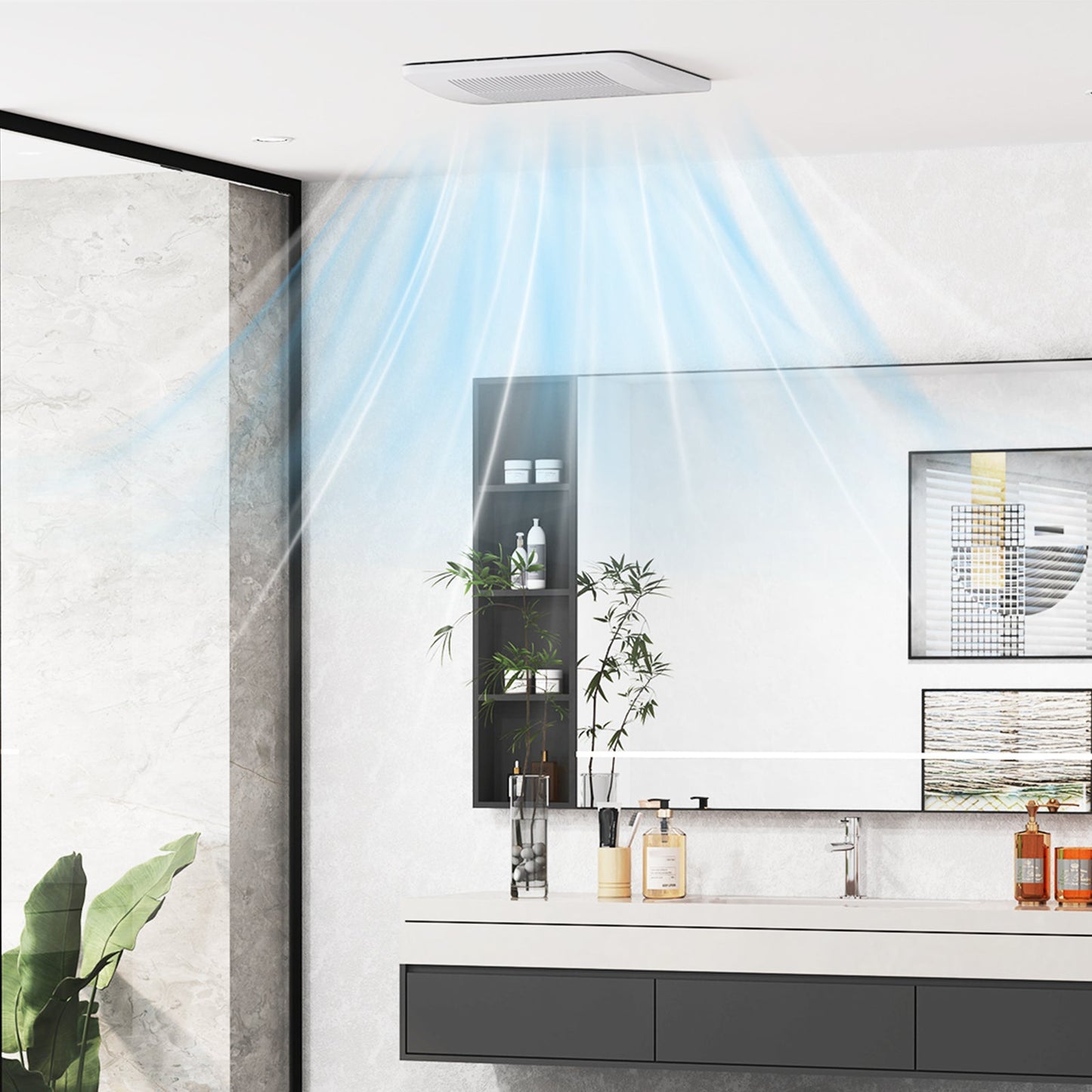 Ventilador de techo para baño de 50/80/110 CFM con Pick-A-Flow y conducto de 4 pulgadas