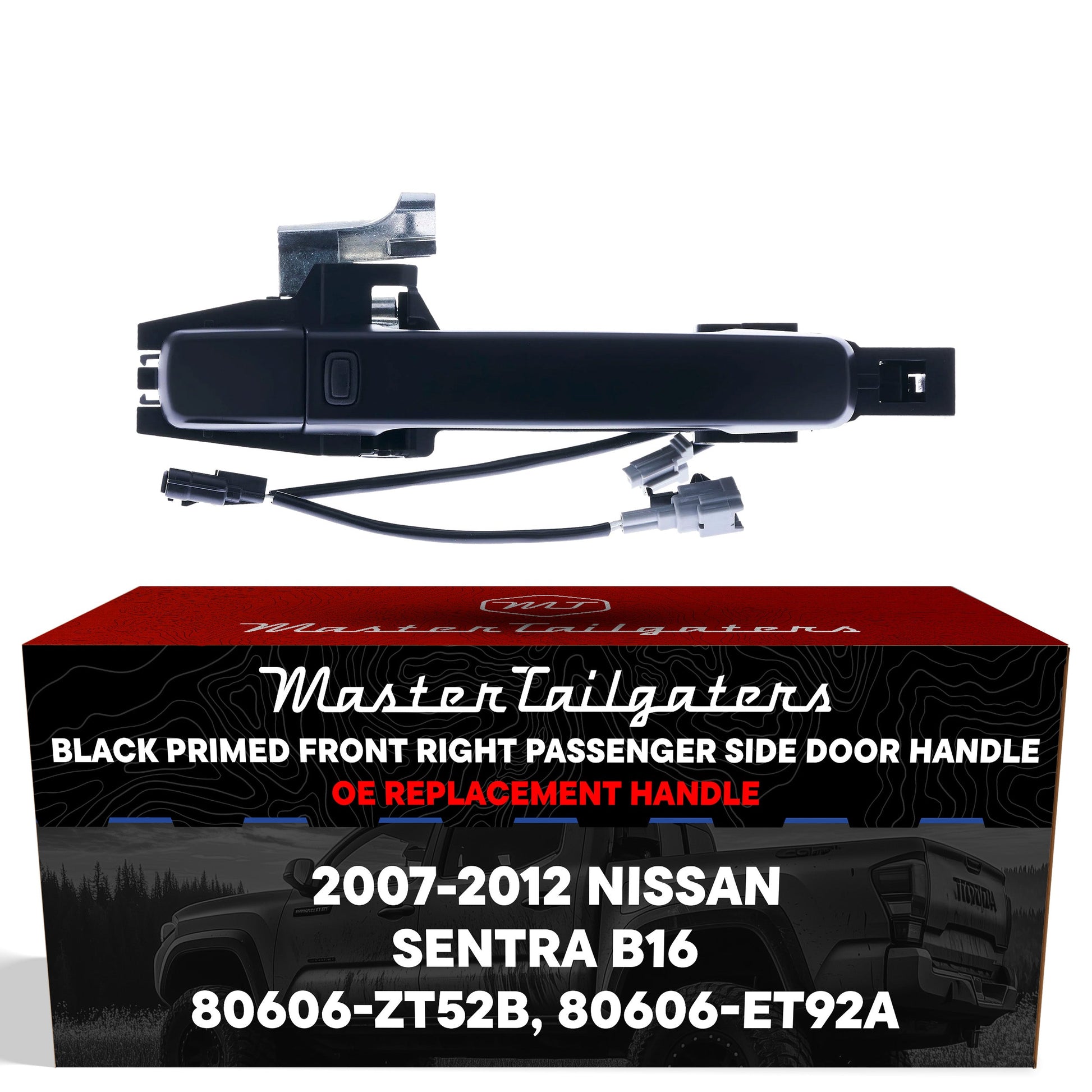 Exterior door handle Black primed front-right passenger side for Nissan Sentra B16 on Tampa Home & Garden Store