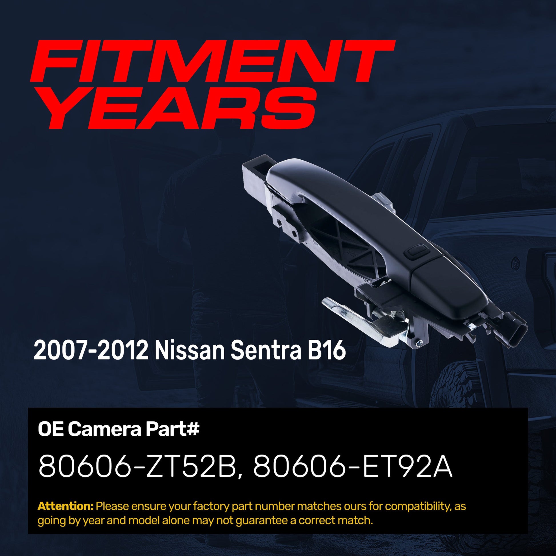 Exterior door handle for Nissan Sentra B16 2007-2012 passenger side w/o keyhole primed black on Tampa Home & Garden Store