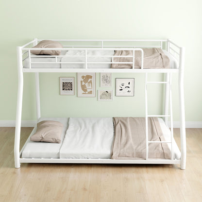 Sturdy Metal Bunk Bed With Ladder and Guardrail
