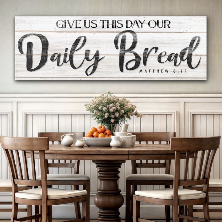 Give Us This Day Our Daily Bread Faith Sign II canvas by Tailored Canvases rustic craft sign on Tampa Home & Garden Store