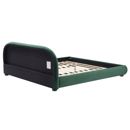 Dark Green Velvet Bed Frame and Headboard