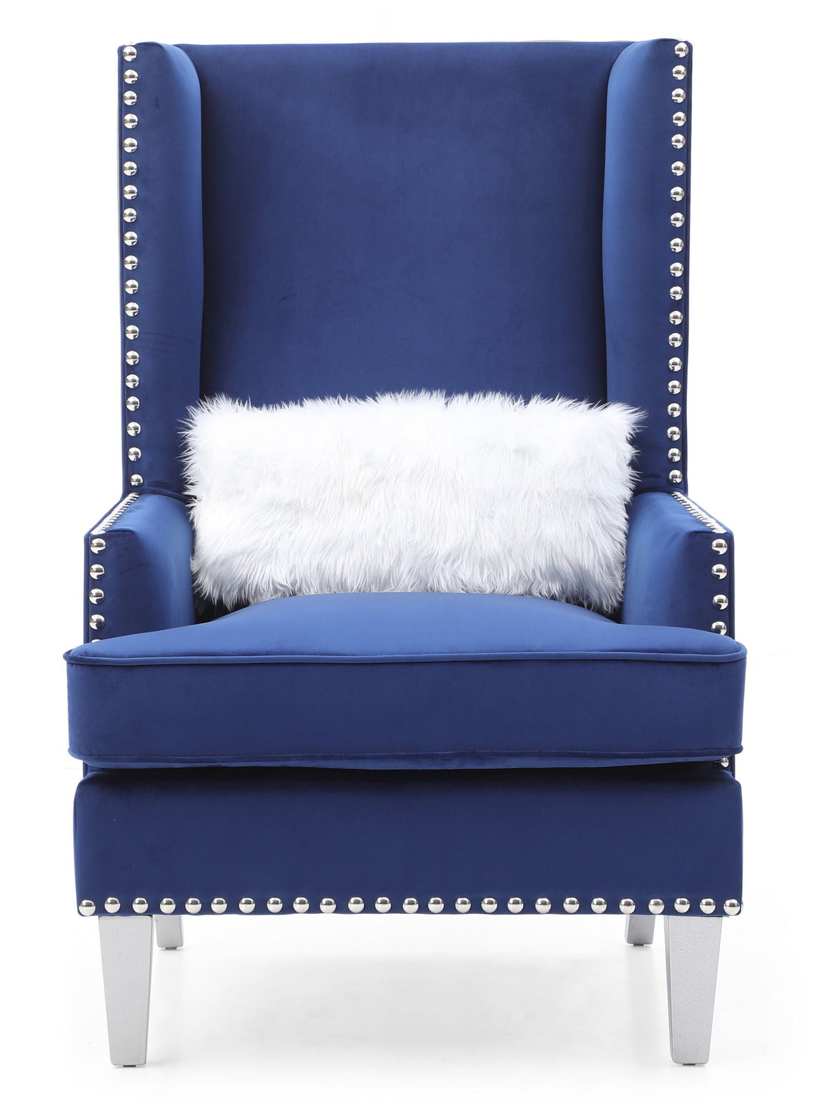 Traditional Accent Arm Chair in blue velvet with nailhead trim HouseOfZazla on Tampa Home & Garden Store