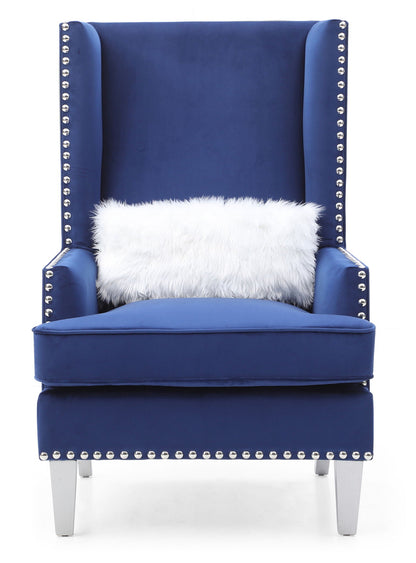 Traditional Accent Arm Chair in blue velvet with nailhead trim HouseOfZazla on Tampa Home & Garden Store
