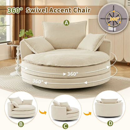 360 Degree Swivel Barrel Chair with Dual Cushions