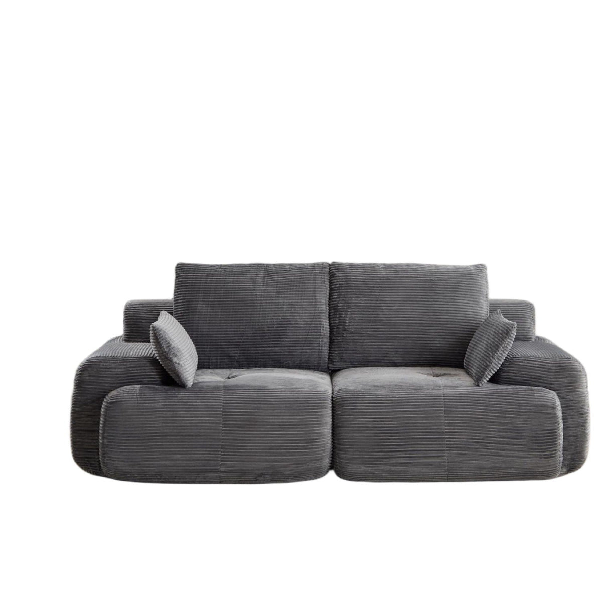 2 Seater Large Sectional Couch charcoal gray corduroy fabric with memory foam padding on Tampa Home & Garden Store