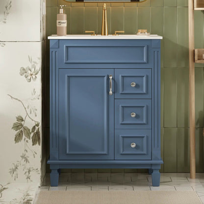 Blue Bathroom Vanity with Ceramic Sink Drawers