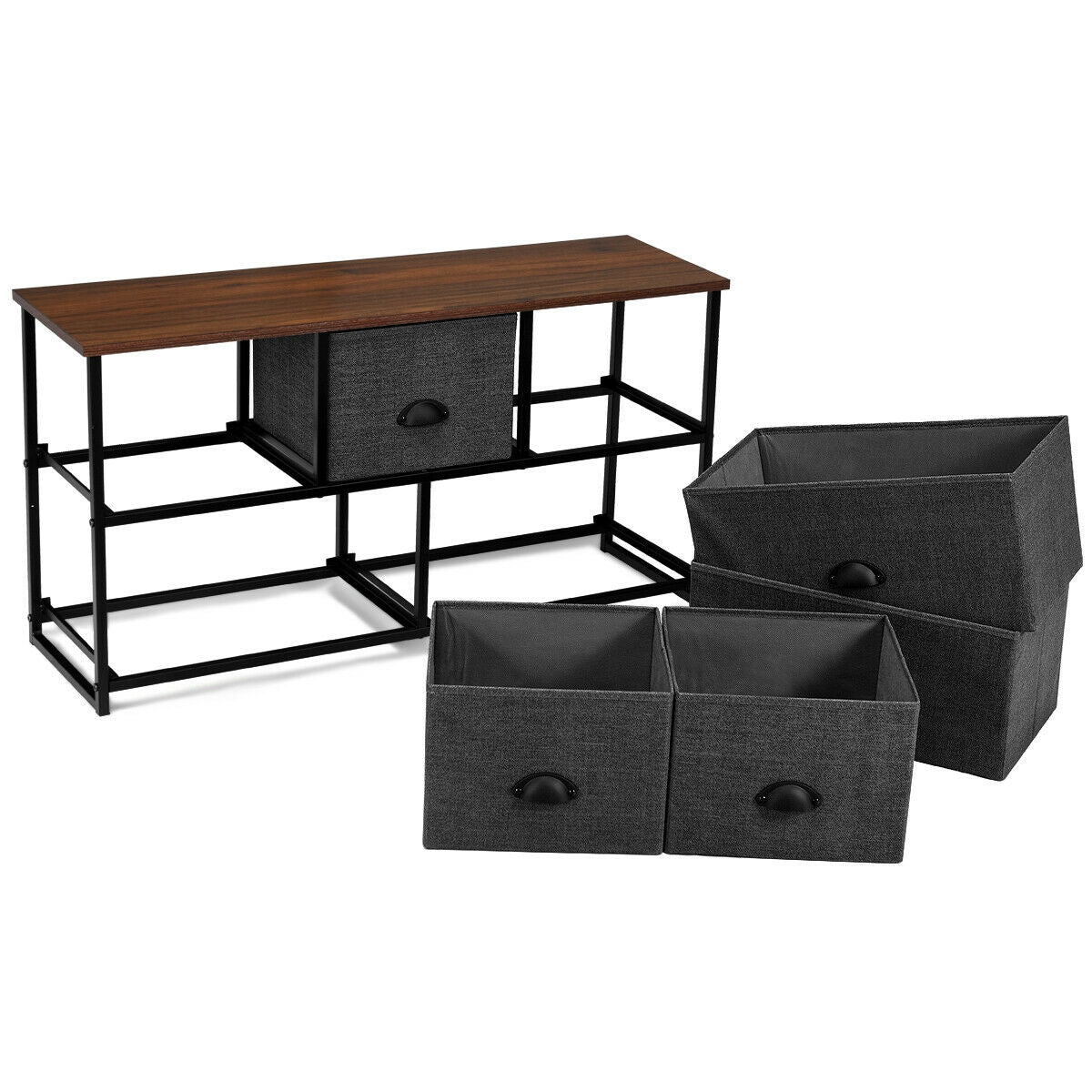 Cómoda de Madera Unidad de Almacenamiento Mesa Auxiliar Organizador de Exhibición-Gris