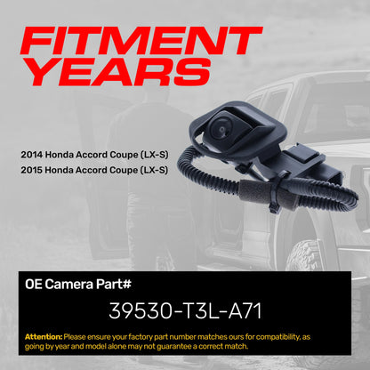 Master Tailgaters OEM backup camera for Honda Accord Coupe LX-S (2014-2015), black housing on Tampa Home & Garden Store